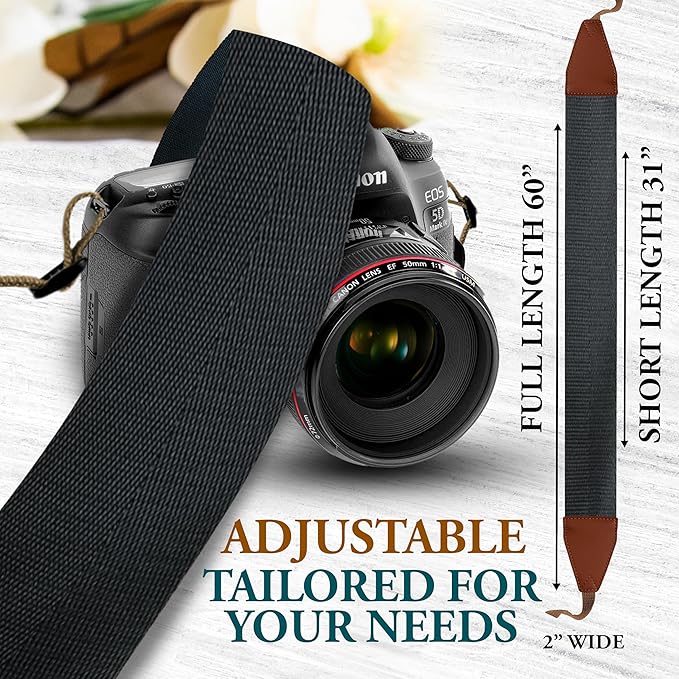 Art Tribute Camera Strap for All DSLR and Mirrorless Cameras. Add Your Name Or Initials Make It a Personalized Gift