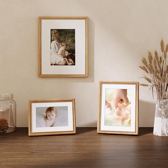 Dreamland 4x6 Picture Frame, Oak Wood 4 by 6 Frames for Tabletop & Wall Display, 4x6 Picture Frame Matted to 3.5x5, Rustic Wood 4 x 6 Photo Frames with Tempered Glass
