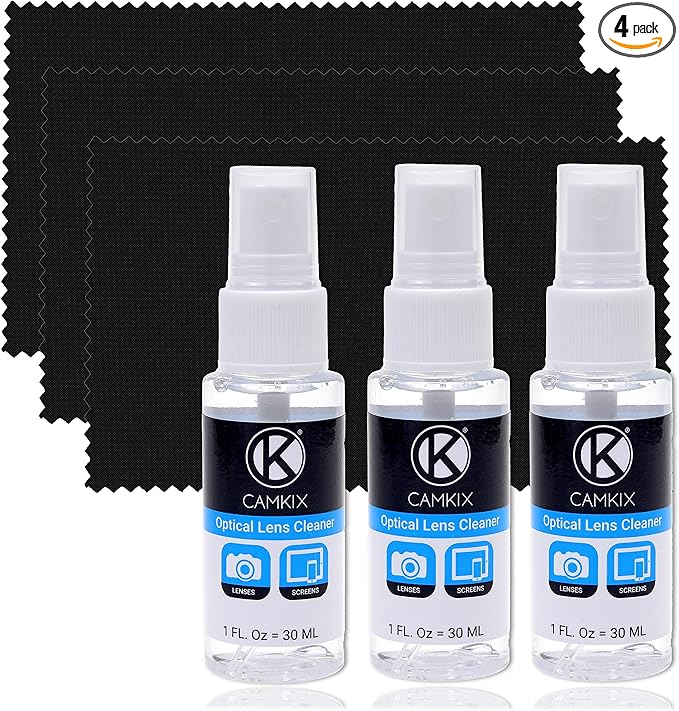 Lens and Screen Cleaning Kit - 3X Cleaning Spray, 3X Microfiber Cloth - Perfect to Clean The Lens of Your DSLR Camera (3 Bottles)