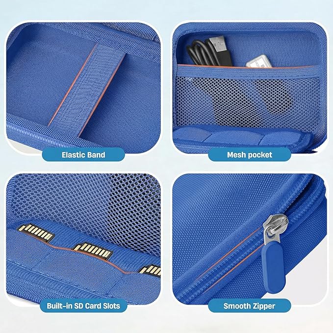 Digital Camera Case for CAMKORY/KODAK PIXPRO FZ45/FZ55/Canon IXUS 285 HS/AbergBest/Sony DSCW800/DSCW830 - Small Travel Compact Camera Holder with Mesh Pocket for SD Card & Accessories (Royal Blue)