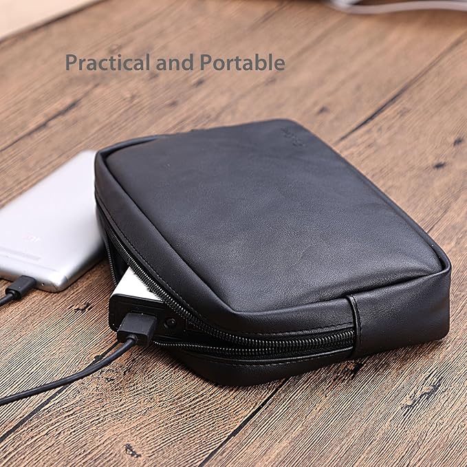 ProCase Accessories Bag Organizer Power Bank Case, Electronics Accessory Travel Gear Organize Case, Cable Management Hard Drive Bag -Black
