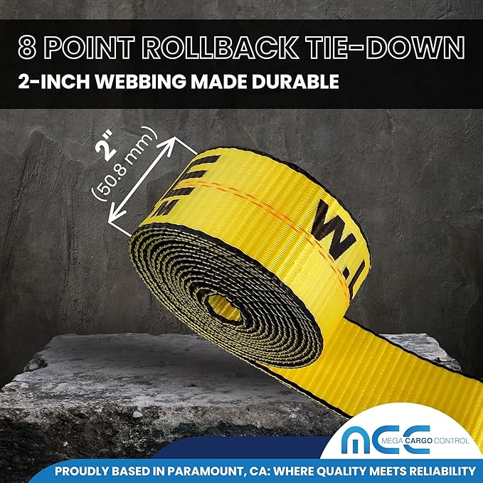 Mega Cargo Control Yellow Roll Back Tie Down System Chain Ends 8 Point Tie Down Kit for Car Hauler Carrier Tow Truck