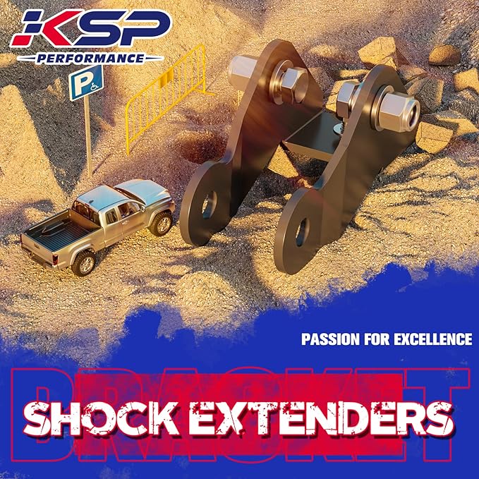 KSP 3-5" Adjustable Shock Extender for Chevy Silverado C1500 1988-1998, GMC Sierra C1500 1988-1998, Adjustable Rear Lowering Shock Mounts for Trucks Pickup