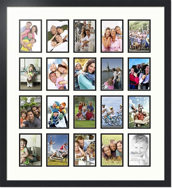Art to Frames Double-Multimat-1059-754/89-FRBW26079 Collage Photo Frame Double Mat with 20-4x6 Openings and Satin Black Frame