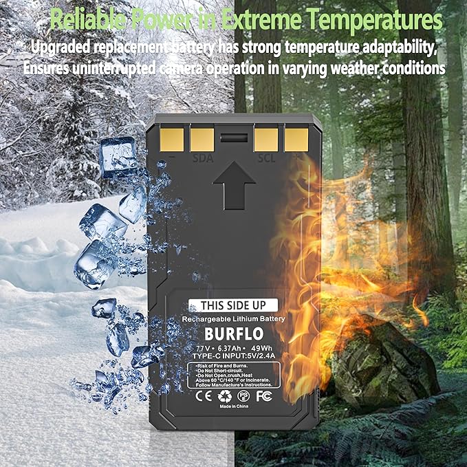 Upgrade 6370mAh Rechargeable Battery for Flex-M Flex G-36 Flex-S Flex-Plus Flex Series Cellular Trail Hunting Camera,Upgraded 6370mAh Replacement for LIT-22PRO Hunting Camera Batteries,1 Type-C Cable