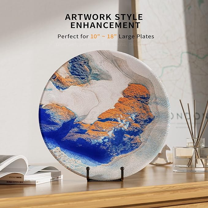 8 Inch Large Plate Stands for Display - Metal Square Wire Plate Holder Display Stand + Picture Stand for Book, Platter, Plaque, Photo Easel (2 Pack)
