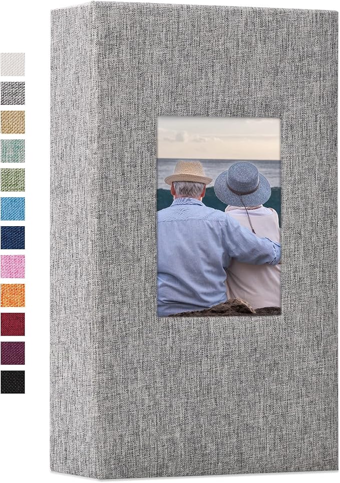Vienrose Photo Album 4x6 with 300 Pockets Fabric Linen Cover Photo Book Slip-in Picture Albums for Baby Wedding Family Grey