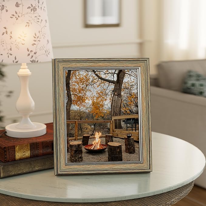 Vittanly 8x10 Picture Frame Set of 4, Vintage Photo Frame for Wall or Tabletop, Display 5x7 Pictures with Mat or 8x10 without Mat, Rustic Farmhouse Home Decor, Multicolour