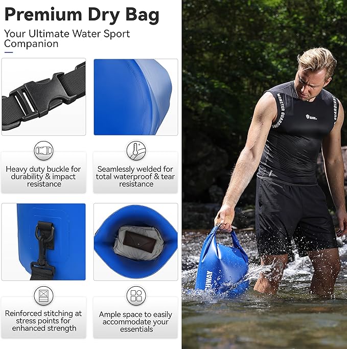 MARCHWAY Floating Waterproof Dry Bag Backpack 5L/10L/20L/30L/40L, Roll Top Sack Keeps Gear Dry for Kayaking, Rafting, Boating, Swimming, Camping, Hiking, Beach, Fishing