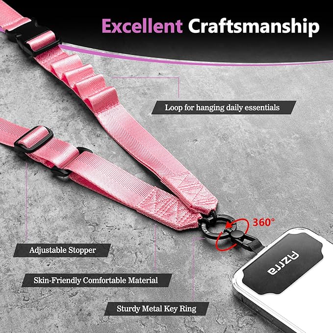 Azrra Adjustable Crossbody Phone Lanyard: Universal Crossbody Phone Strap Adjustable Cell Phone Lanyard for iPhone Samsung