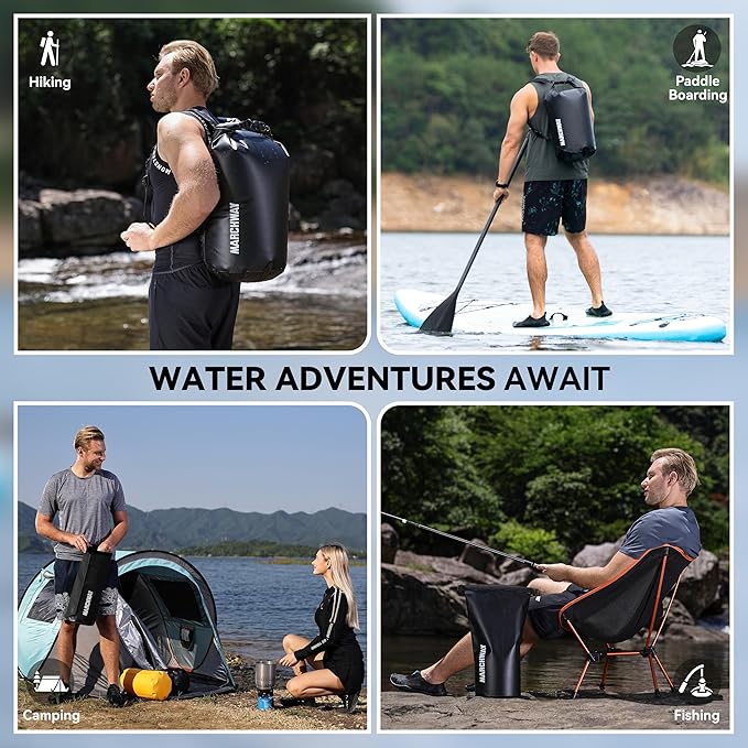 MARCHWAY Floating Waterproof Dry Bag Backpack 5L/10L/20L/30L/40L, Roll Top Sack Keeps Gear Dry for Kayaking, Rafting, Boating, Swimming, Camping, Hiking, Beach, Fishing