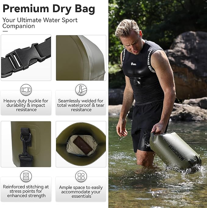 MARCHWAY Floating Waterproof Dry Bag Backpack 5L/10L/20L/30L/40L, Roll Top Sack Keeps Gear Dry for Kayaking, Rafting, Boating, Swimming, Camping, Hiking, Beach, Fishing