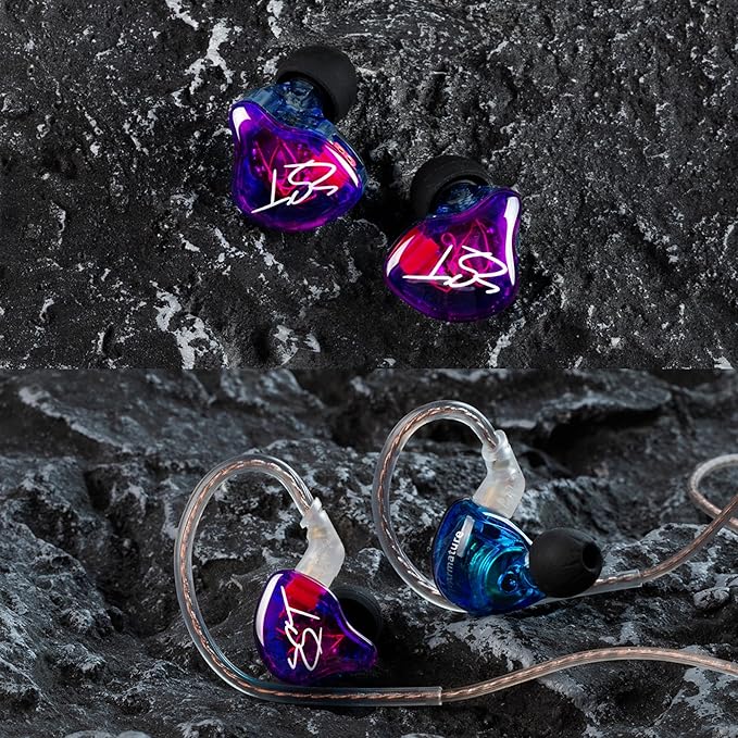 YINYOO Easy KZ ZST Colorful Hybrid Banlance Armature with Dynamic in-Ear Earphone 1BA+1DD HiFi Headset KZ in Ear Monitors Headphones Wired Earbuds IEM Earphones Gaming Earbuds (Colorful Without mic)