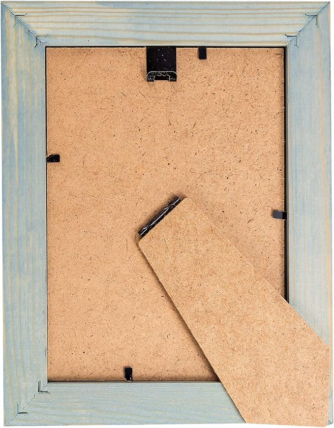 Rustic Wooden Picture Frame 4x6 Inch - Set of 2-100% Natural Farmhouse Distressed Wood with Real Glass - Made for Wall Hanging and Tabletop Display - Blue Turquoise