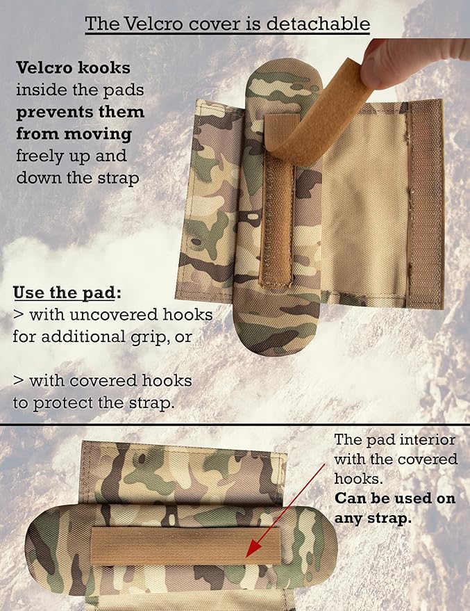 Shoulder Strap Pad for Optimal Weight Distribution, Plate Carrier Shoulder Pads with Velcro, Backpack Strap Pads, Shoulder Strap Cushion for Tactical and Weighted Vests, Body Armor, Waist Belts