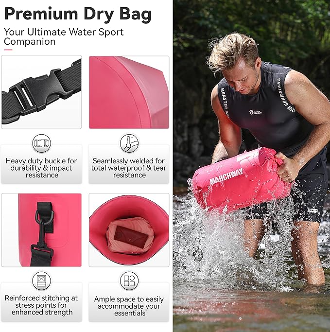 MARCHWAY Floating Waterproof Dry Bag Backpack 5L/10L/20L/30L/40L, Roll Top Sack Keeps Gear Dry for Kayaking, Rafting, Boating, Swimming, Camping, Hiking, Beach, Fishing