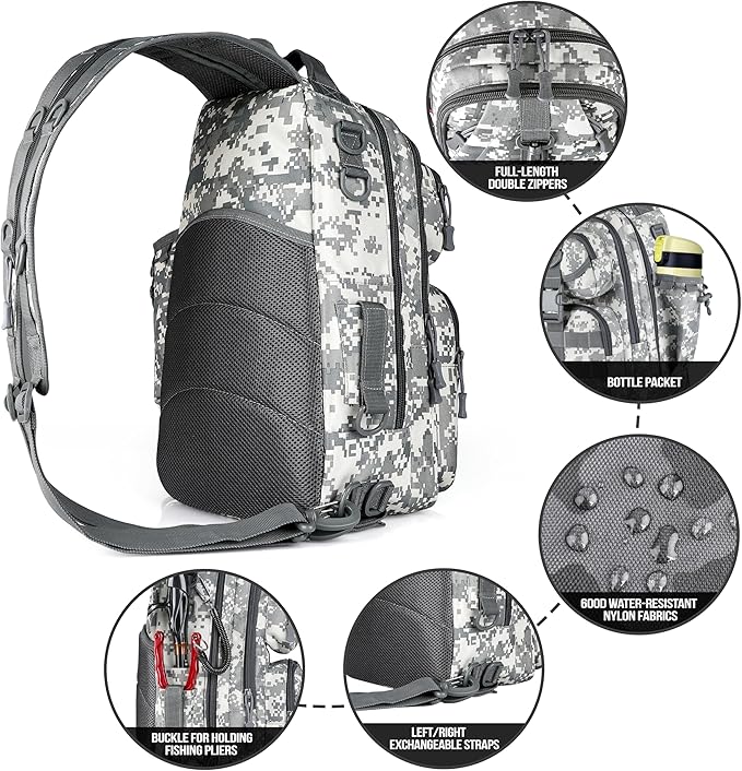 PLUSINNO Fishing Backpack Tackle Bag, Water-Resistant Backpack with Rod Holder, Ideal Gifts for Men
