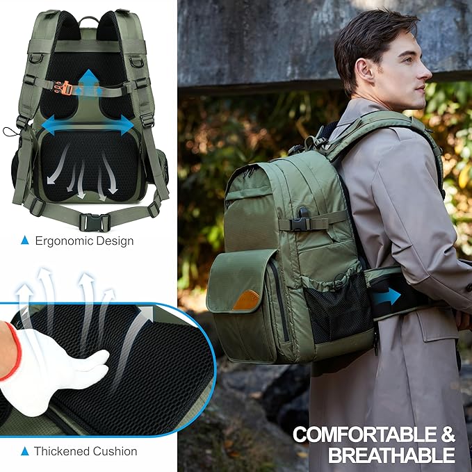 Padwa Lifestyle Professional Camera Backpack - Large Capacity Photography Camera Bag with Thick Padded Comfort Strap and Wide Waist, Versatile Photographer,Multi Cameras,Lensas,a Laptop(Green Nylon)