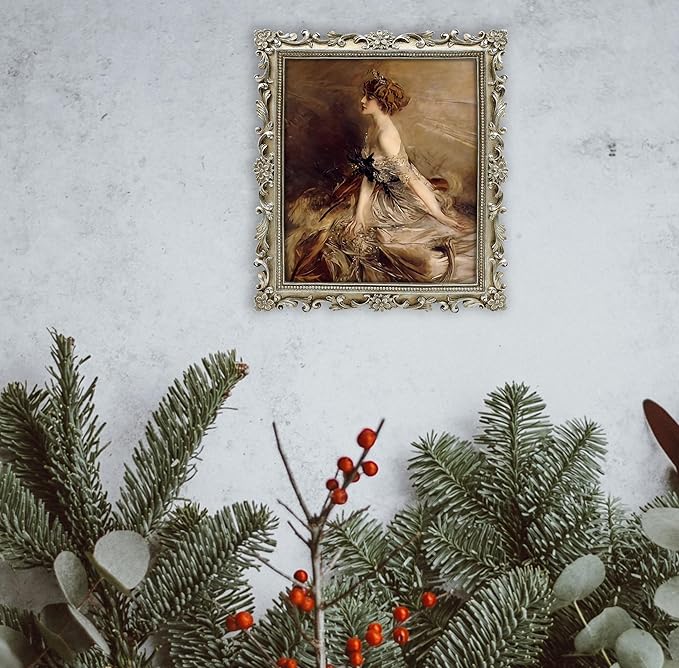 Silver Picture Frame 8x10 Vintage Antique for Wall or Tabletop Display, Baroque Wedding Frame or Matted to 5x7 Photos