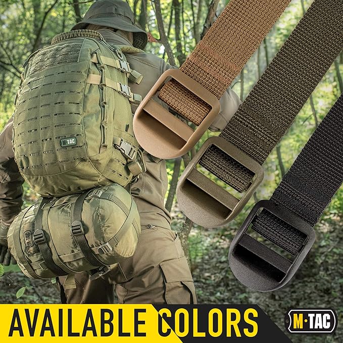 M-Tac Pack of 2X Utility Strap for Backpack Tactical Lashing for MOLLE Gear Plastic Buckle (Black, 40 inches)