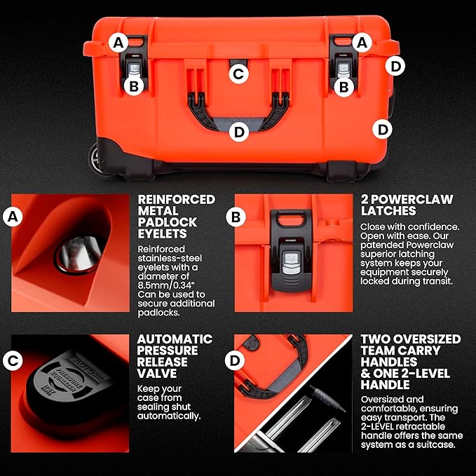 NANUK 950 Pro Photo Kit – Waterproof Travel Camera Hard Case with Padded Dividers and Wheels, 22.8” x 18.3” x 11.7”, Dustproof and Impact-Resistant, Ideal for Heavy Loads – Orange