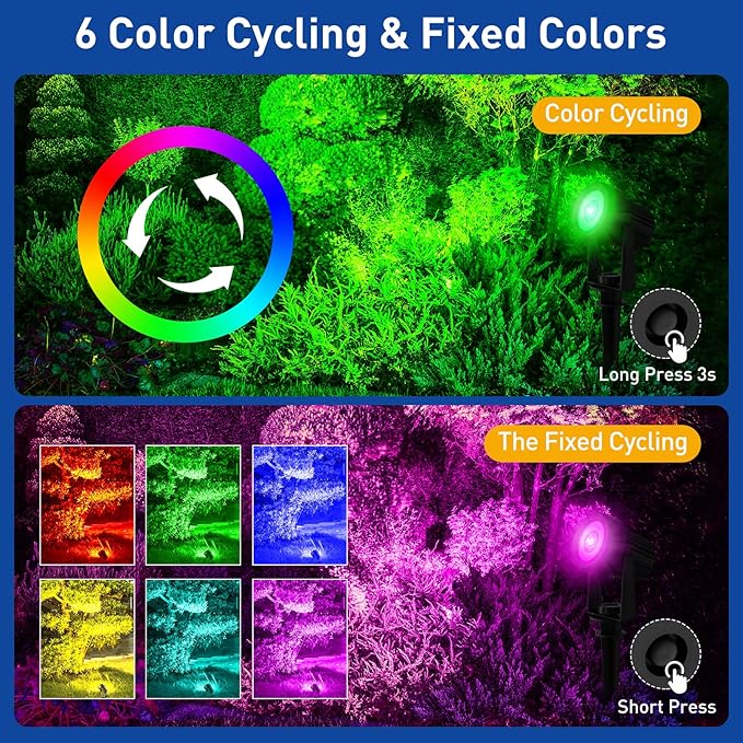 T-SUNUS RGB Solar Spot Lights Outdoor Christmas, Color Changing Landscape Spotlights Waterproof IP65 9.8ft Cable Separated Panel for Flag Patio Pathway Yard Garden Wall Halloween Holiday Decoration