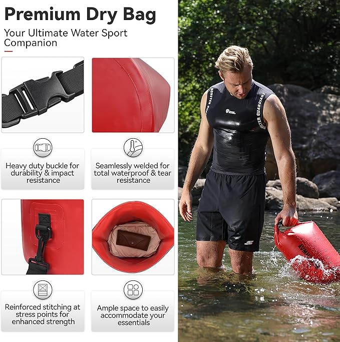 MARCHWAY Floating Waterproof Dry Bag Backpack 5L/10L/20L/30L/40L, Roll Top Sack Keeps Gear Dry for Kayaking, Rafting, Boating, Swimming, Camping, Hiking, Beach, Fishing