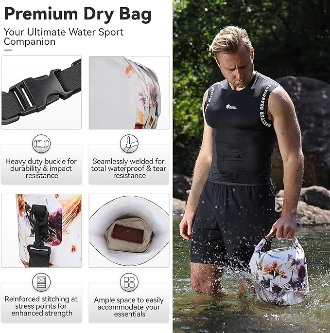 MARCHWAY Floating Waterproof Dry Bag Backpack 5L/10L/20L/30L/40L, Roll Top Sack Keeps Gear Dry for Kayaking, Rafting, Boating, Swimming, Camping, Hiking, Beach, Fishing