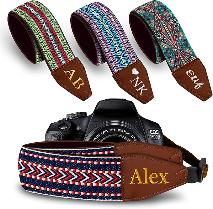 Art Tribute Camera Strap for All DSLR and Mirrorless Cameras. Add Your Name Or Initials Make It a Personalized Gift