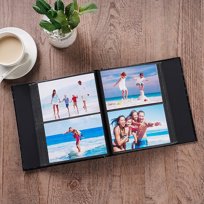 Mublalbum Small Photo Album 4x6 200 Photos Leather Cover Picture Book with Horizontal Pockets for Baby Wedding Anniversary and Family (Pink)