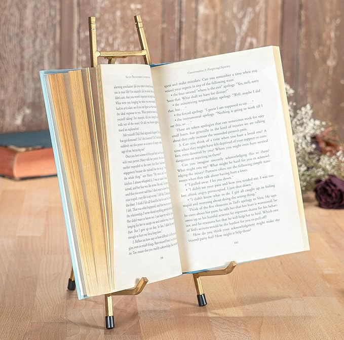 Red Co. 13” Tall Modern Metal Tripod Plate Stand and Art Holder Easel, Gold