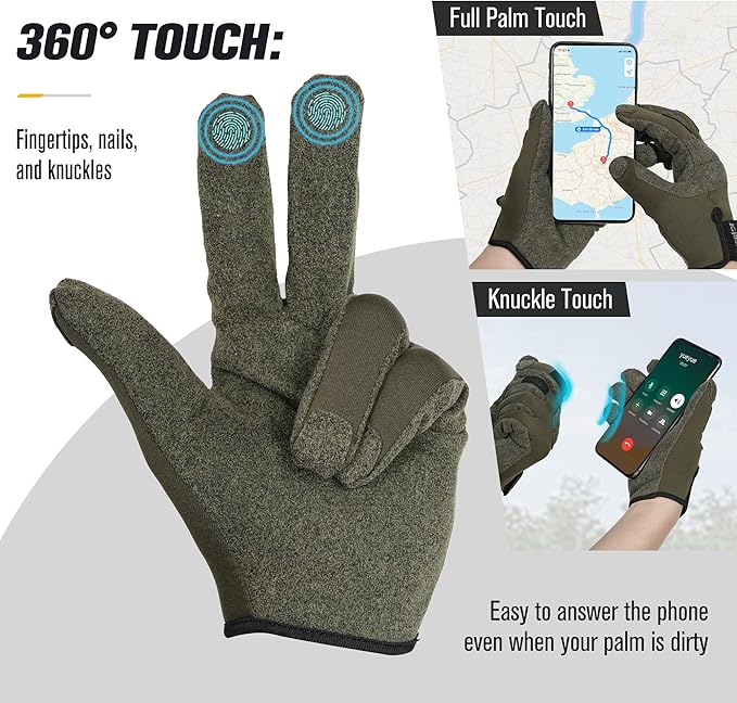 eLusefor Natural Tactile Shooting Glove: Seamless Wrap-Fingers Design, 360° Touchscreen Freedom, Customizable Badge