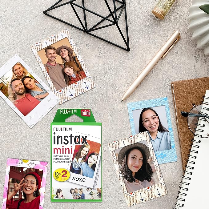 Fujifilm Instax Mini Film - Fuji Film Instant Film - Twin Pack (20 Sheets) - Bundled with Moshify 20 Colorful Sticker Frames