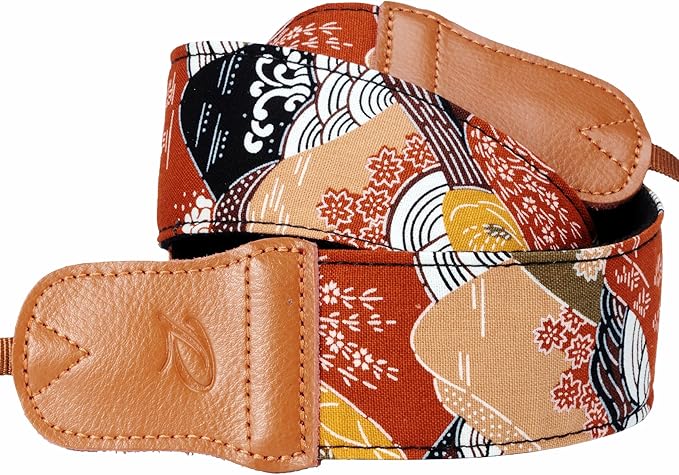 Padwa Lifestyle Japanese Art Style Brown Camera Strap - 2" Wide Double Layer Cowhide Head,Pure Cotton Camera Shoulder Straps,Adjustable Camera Neck Strap for All DSLR Cameras, Gifts for Photographers