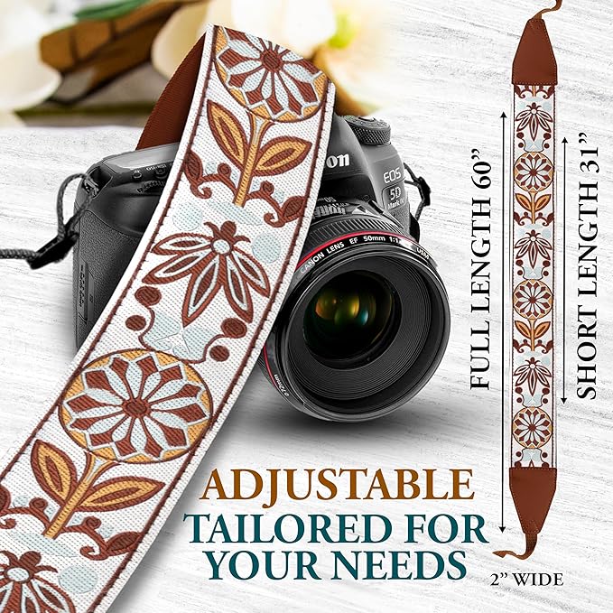 Art Tribute Camera Strap for All DSLR and Mirrorless Cameras. Add Your Name Or Initials Make It a Personalized Gift