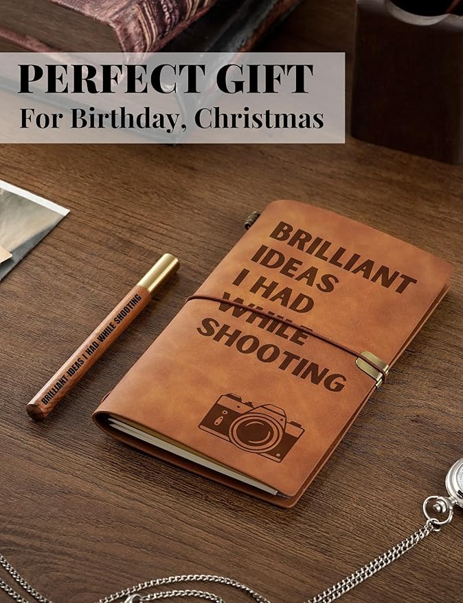 InnoBeta Photographer Gifts Embossed Journal Notebook, for Men Women on Christmas, Birthday, Travel Diary, Faux Leather, 7x5 Inches - Brilliant