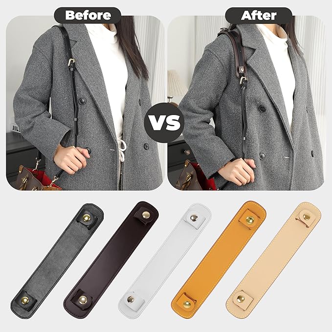 Lambskin Leather Shoulder Strap Pad for Designer Trendy Bags,Detachable Replacement Pressure Relief Cover for Women Tote Bag Handbag Purse Backpack【Brown,Gold Studs】