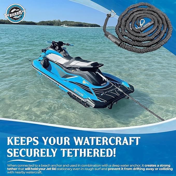WAVESRX AnchorMate Bungee Line | Boat Bungee Dock Lines for Boats, PWCs & Kayaks | Absorbs Shock from Swells & Wind, Prevents Anchor Dislodging | Perfect for Anchoring, Mooring & Tethering