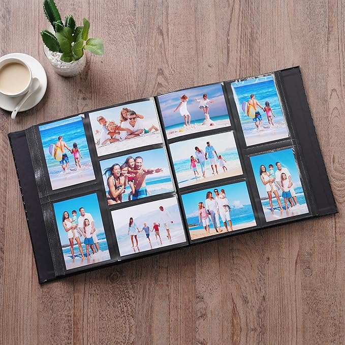 Mublalbum Leather Photo Album 4x6 600 Photos Large Capacity Picture Book with Horizontal and Vertical Pockets for Baby Wedding Anniversary and Family (Brown)