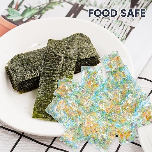 100pcs 5 Gram Food Safe Desiccant Pack, Indicating Silica Gel Packets -Silica Gel Moisture Absorbers for Storage, Silica Packets