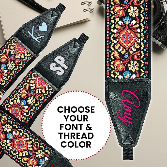 Art Tribute Camera Strap for All DSLR and Mirrorless Cameras. Add Your Name Or Initials Make It a Personalized Gift