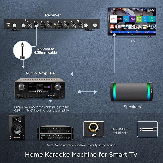 Bietrun 8-Channel Wireless Microphone System with 8 Rechargeable Mics Wireless, UHF 295ft Range, Professional Metal Cordless Dynamic Vocals Mics for Adults,Karaoke Party,Singing,Church,(Auto Connect)
