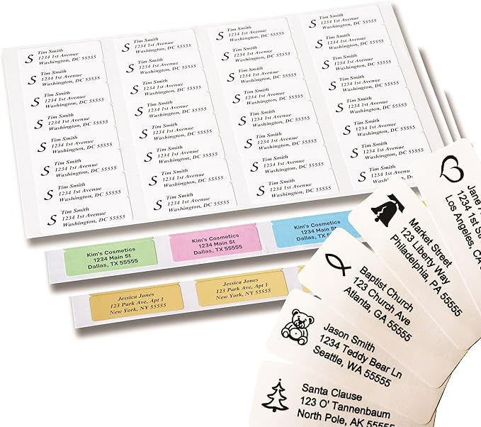 Return Address Labels - 250 Personalized Labels on Sheets (White)