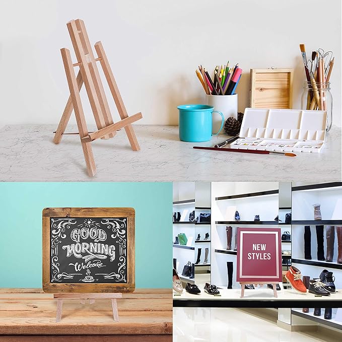 U.S. Art Supply 11" Small Tabletop Display Easel - Beechwood Artist A-Frame Display Stand, Wooden Easel for Painting, Canvas Stand, (Pack of 12) Classrooms Events Photo Picture Sign Holder