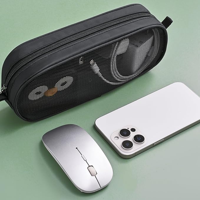 Laptop Chargers Case,Zipper Mesh Electronics Accessories Bag for Laptop Tablet Power/Mouse/Cord/USB Accessories,Black
