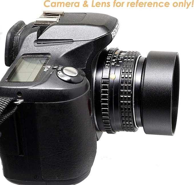 Fotasy Metal 55mm Lens Hood, 55 mm Hood Shade, Compatible with Standard Prime Lense with 55mm Filter Thread Diameter, Screw-in, with 58mm Lens Cap
