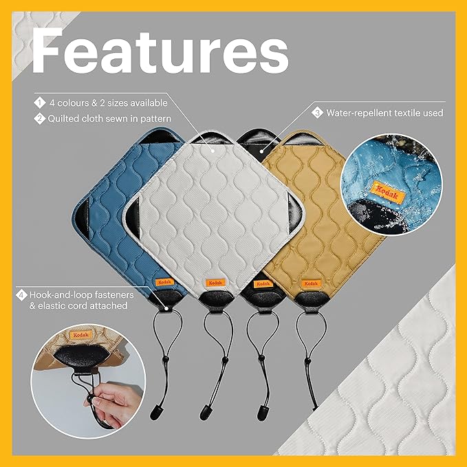 KODAK Camera Wrap Size L 38.5x38.5cm - Water-Resistant, Anti-Scratching and Dust-Free Protective Cloth for SLR Camera, Tele Lens (Steel Blue) [ONE item]