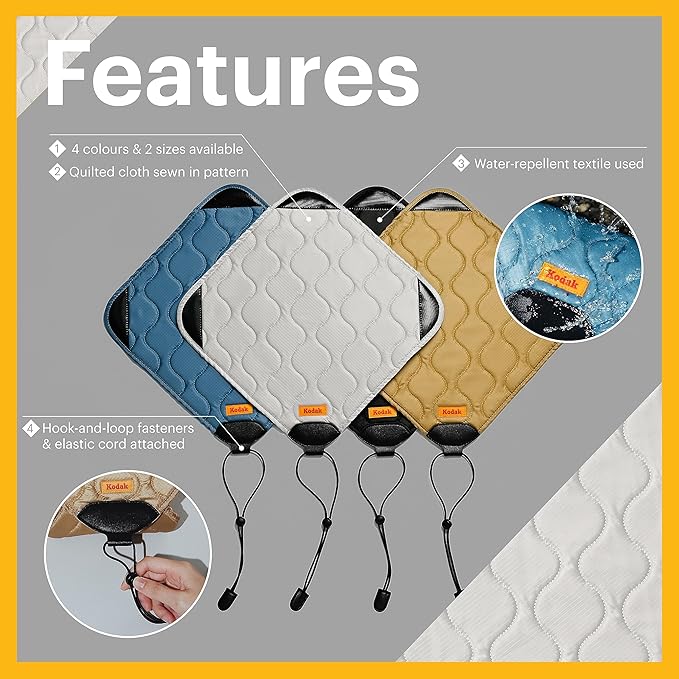 KODAK Camera Wrap Size M 31x31cm - Water-Resistant, Anti-Scratching and Dust-Free Protective Cloth for Mirrorless Camera, Compact Camera, Prime Lens (Khaki) [ONE Item]