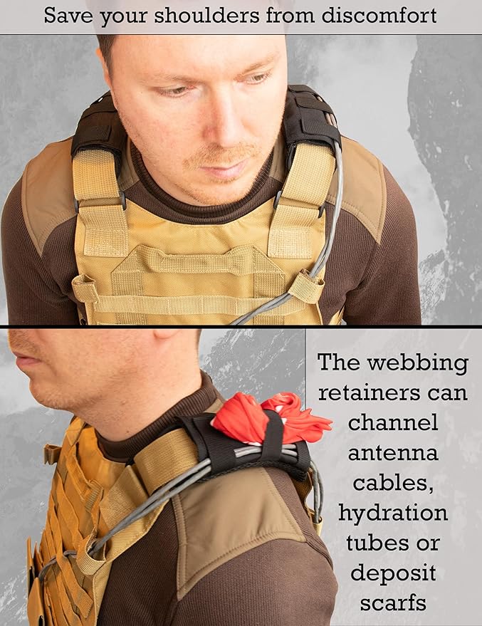 Shoulder Strap Pad for Optimal Weight Distribution, Plate Carrier Shoulder Pads with Velcro, Backpack Strap Pads, Shoulder Strap Cushion for Tactical and Weighted Vests, Body Armor, Waist Belts