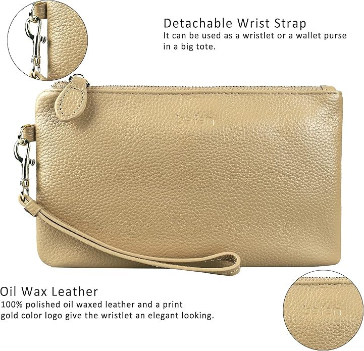befen Genuine Leather Wristlet Clutch RFID Blocking Bag Cell Phone Wallet Purse Wristlet Wallet Purses and Handbags for Women
